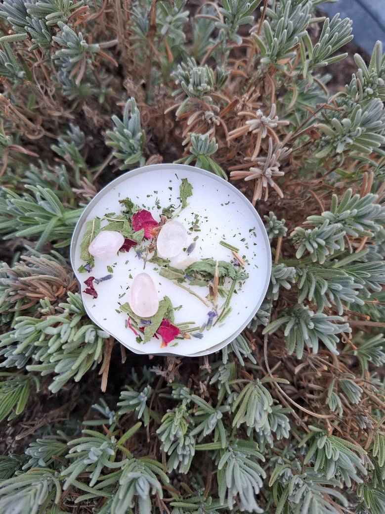 XXL-Teelicht Selbstliebe mit Rosenquarz | Akashic Soul Garden – handgefertigt von Steffi