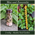 Mut und Zuversicht: Fotocollage mit Zauberglas Schutz, Ritualkerze Glück; 2-teilig