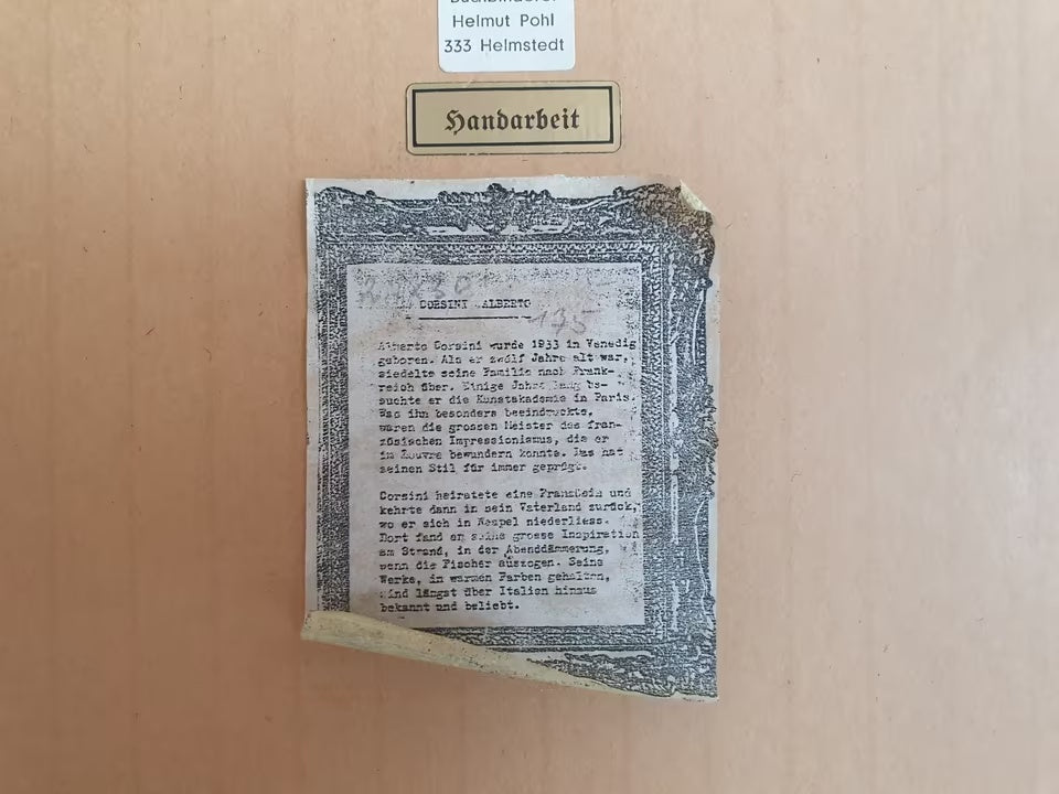 Detail der rückseitigen Künstlerbiografie zu Alberto Corsini