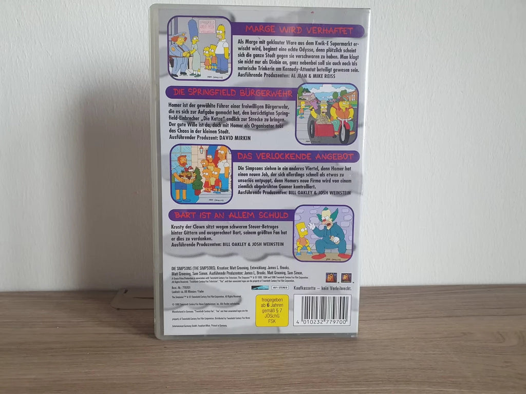 Die Simpsons VHS – Rückseite mit Episoden, Laufzeit und FSK