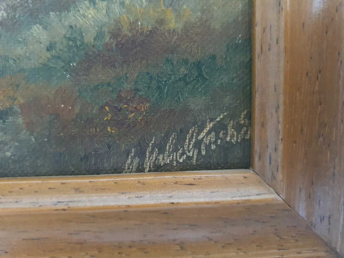 Detail der Signatur unten rechts am Landschaftsgemälde