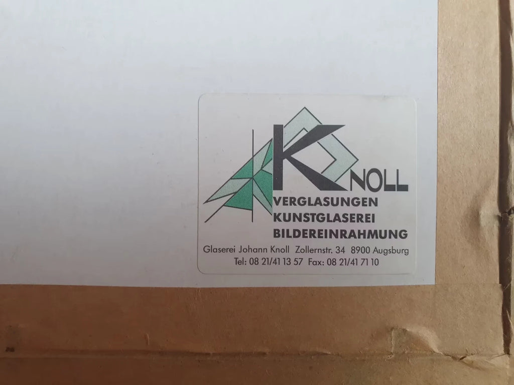 Etikett der Glaserei Johann Knoll in Augsburg