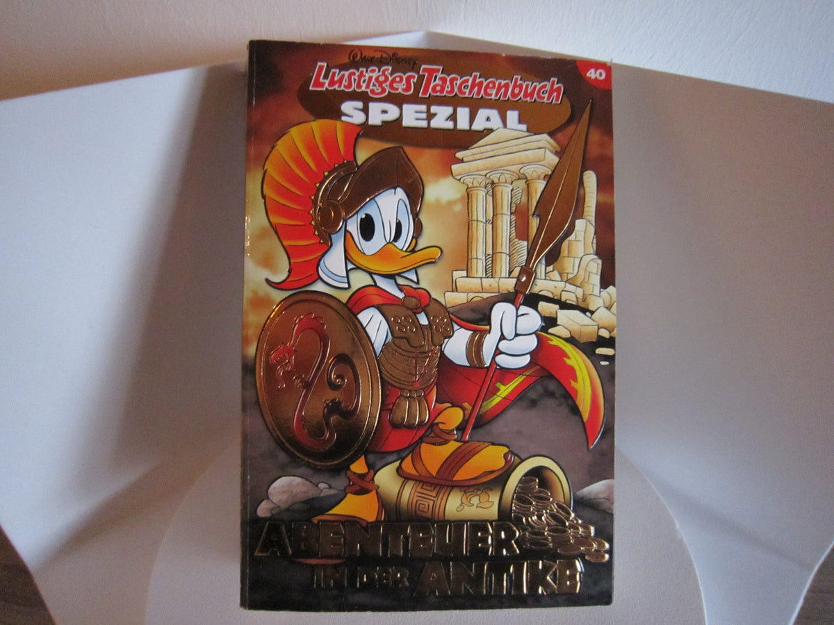 Lustiges Taschenbuch Spezial 40 – Abenteuer in der Antike, Cover mit Donald Duck in antiker Rüstung