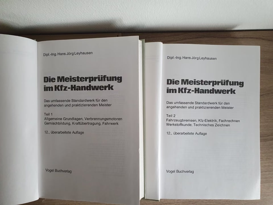 Die Meisterprüfung im Kfz-Handwerk, Hans Jörg Leyhausen – Titelseiten mit Autor und 12. überarbeiteter Auflage