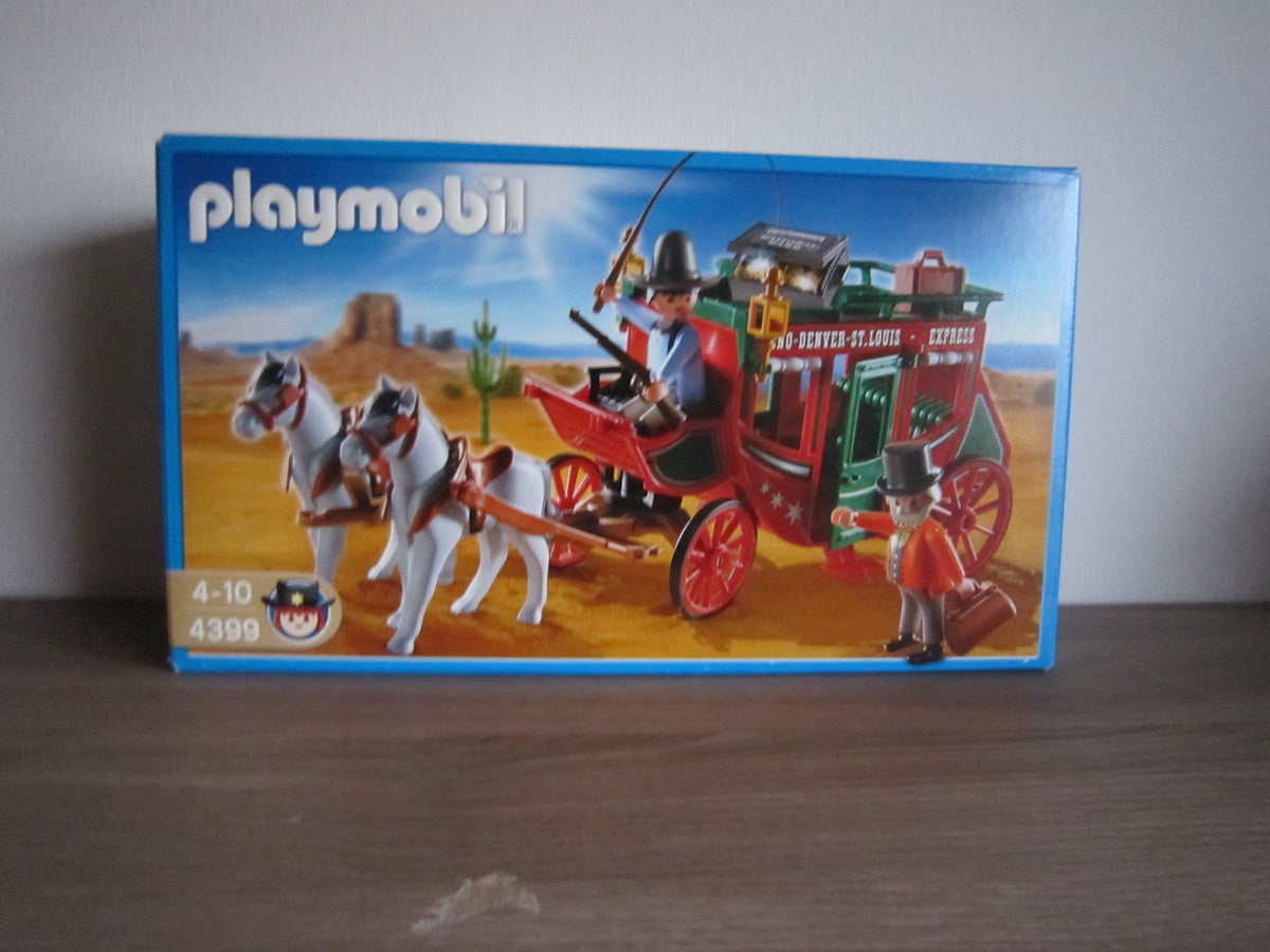 PLAYMOBIL 4399 Western-Postkutsche mit zwei Pferden – Vorderseite der Originalverpackung