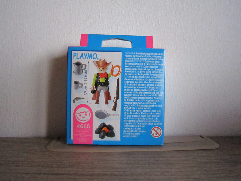 PLAYMOBIL 4665 Cowboy mit Lagerfeuer – Rückseite der Originalverpackung