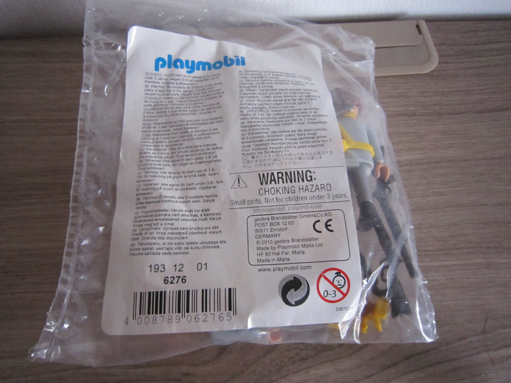 Originales PLAYMOBIL-Etikett mit Artikelnummer 6276 auf der Rückseite der Folienverpackung