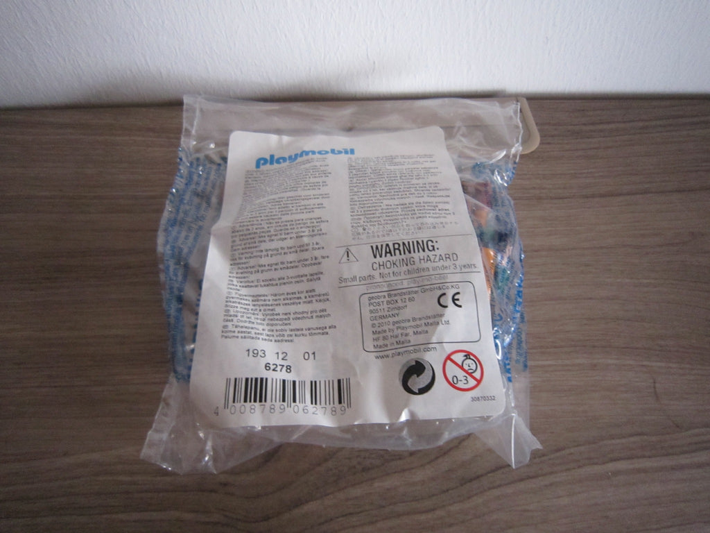 Originales PLAYMOBIL-Etikett mit Artikelnummer 6278 auf der Rückseite der Folienverpackung