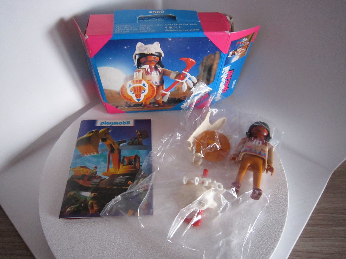 PLAYMOBIL Special 4569 Weißer Wolf mit Figur und Zubehör im Beutel, Beileger und geöffnetem Originalkarton