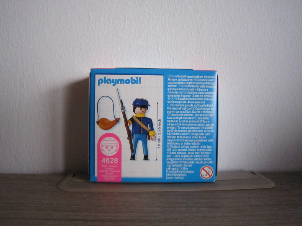 PLAYMOBIL Special 4628 Soldat in blauer Uniform – Rückseite der Originalverpackung