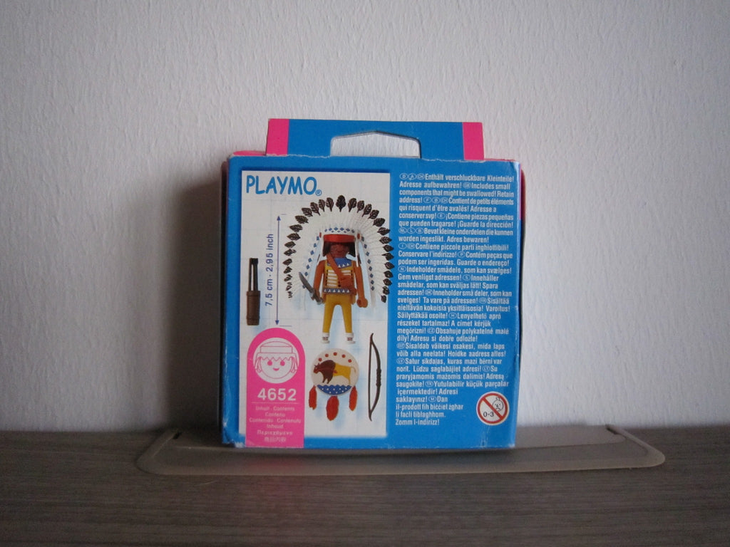 PLAYMOBIL Special 4652 Häuptling mit Federschmuck – Rückseite der Originalverpackung