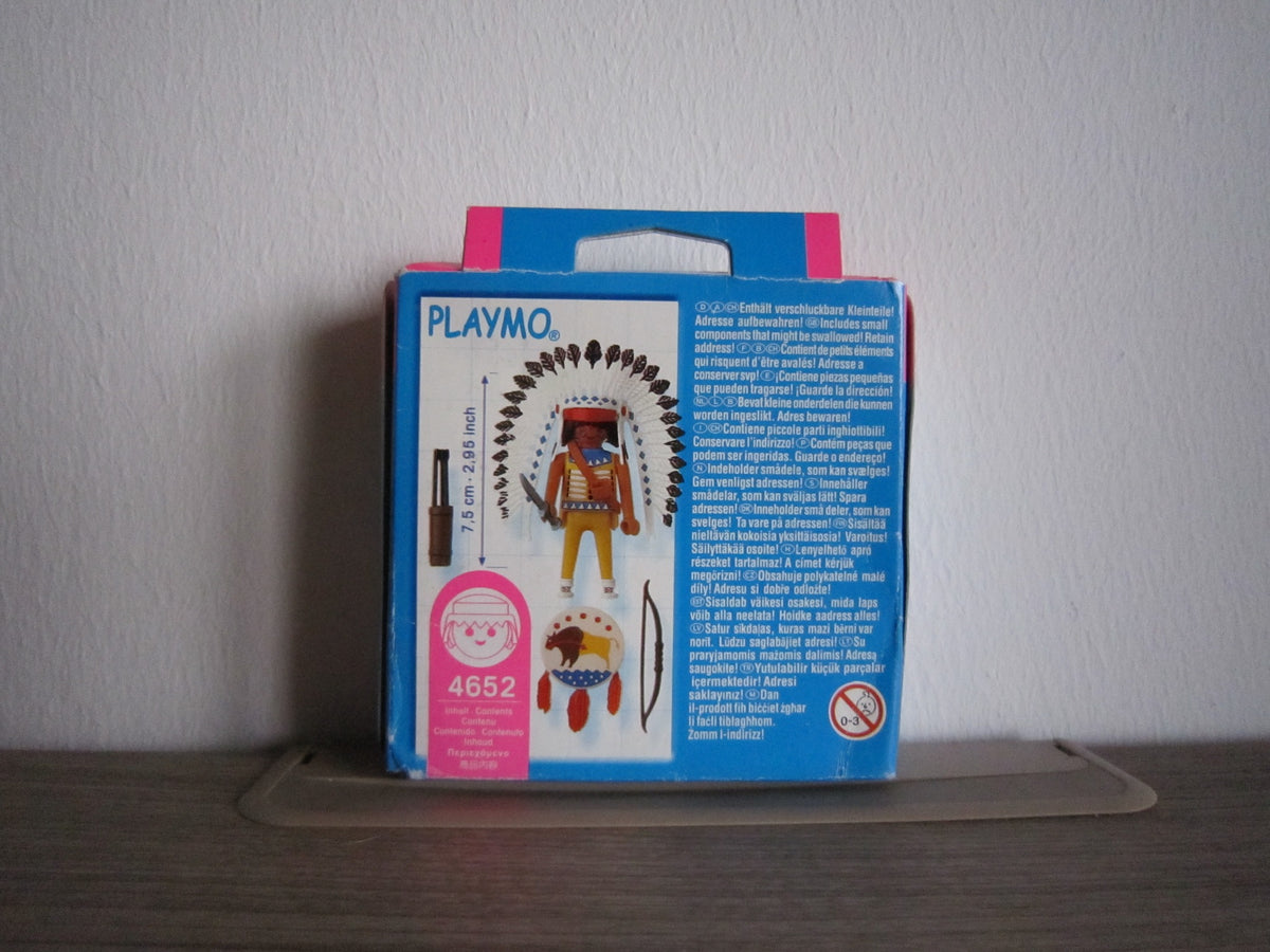 PLAYMOBIL Special 4652 Häuptling mit Federschmuck – Rückseite der Originalverpackung